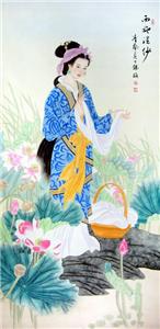 レトロな中国の応接間の装飾画古画山水画人物画壁画四大美女画4枚Q レトロな中国の応接間の装飾画古画山水画人物画壁画四大美女画4枚Q